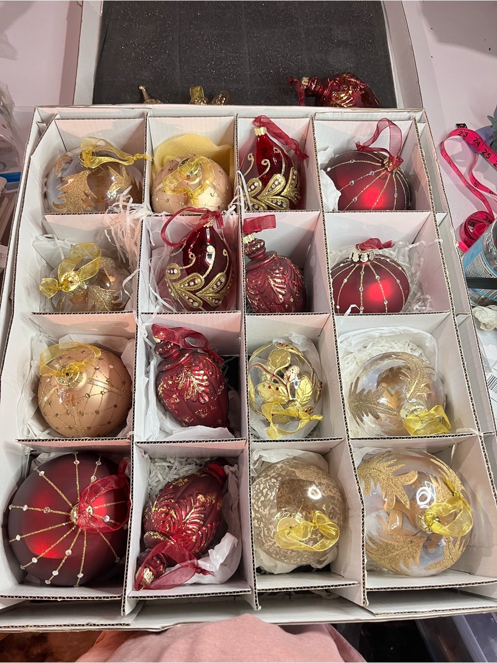 Festive Red and Gold Holiday Ornament Collection